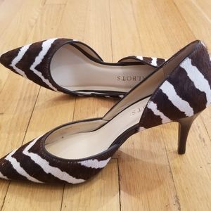 NWOT Talbots Calf Hair brown/ white zebra pumps with pointed toe